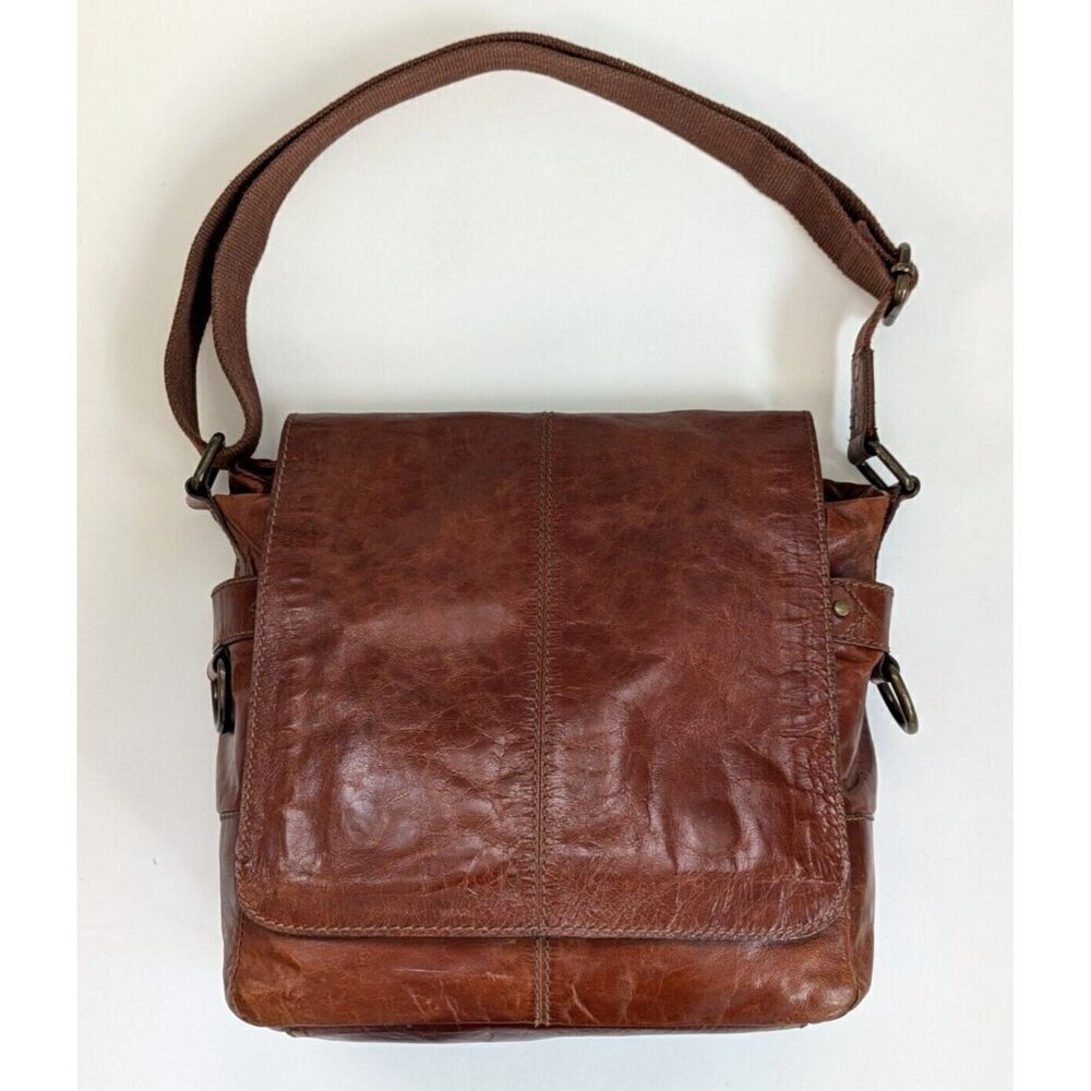 Fossil Vintage Brown Leather Crossbody Satchel Bag